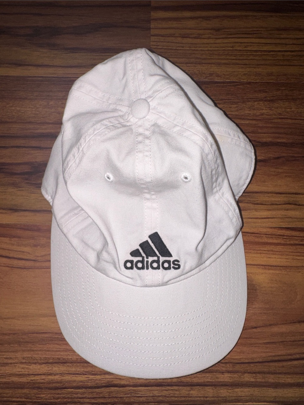 adidas Kids Off-White Baseball Cap with Black Logo